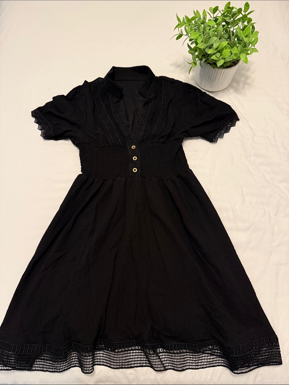 Isabel & Valentina Muse Black Lace-Trim Dress - Classic Women's Dress